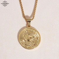 lesiem best gift gold filled unisex pendants chinese dragon pendant necklace golden religious pattern tattoo choker men jewelry