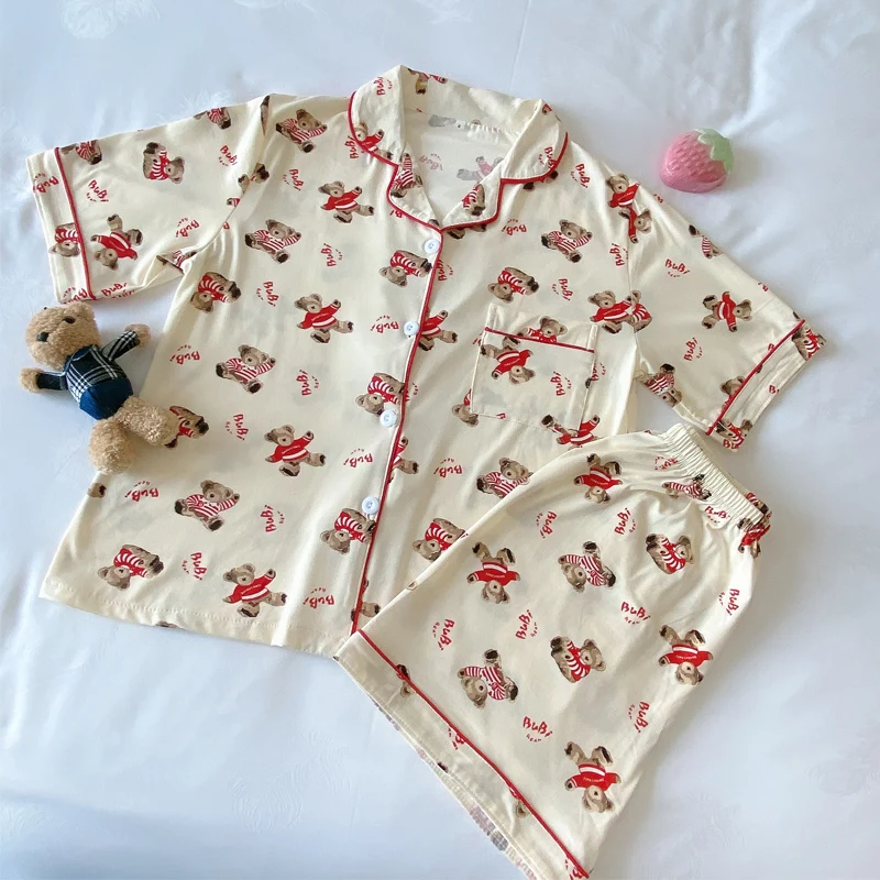 

Women's Pajamas Set Soft Pyjamas Plus Size Loose Casual Sleepwear T-Shirts and Shorts Pjs Homewear Summer Cotton Nightsuit