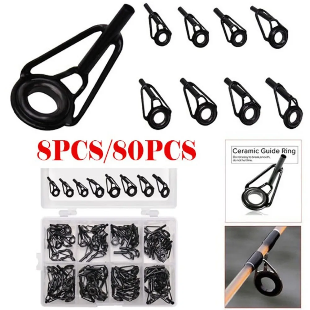 

8/80Pcs Fishing Tool Rod Guides High Point Repair Kit Stainless Steel Ceramic Ring Rod Tip High Spare Parts Fishing Accessories