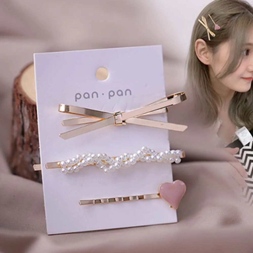3 шт. Элегантные Заколки для волос с бантом девочек имитация жемчуга заколки из