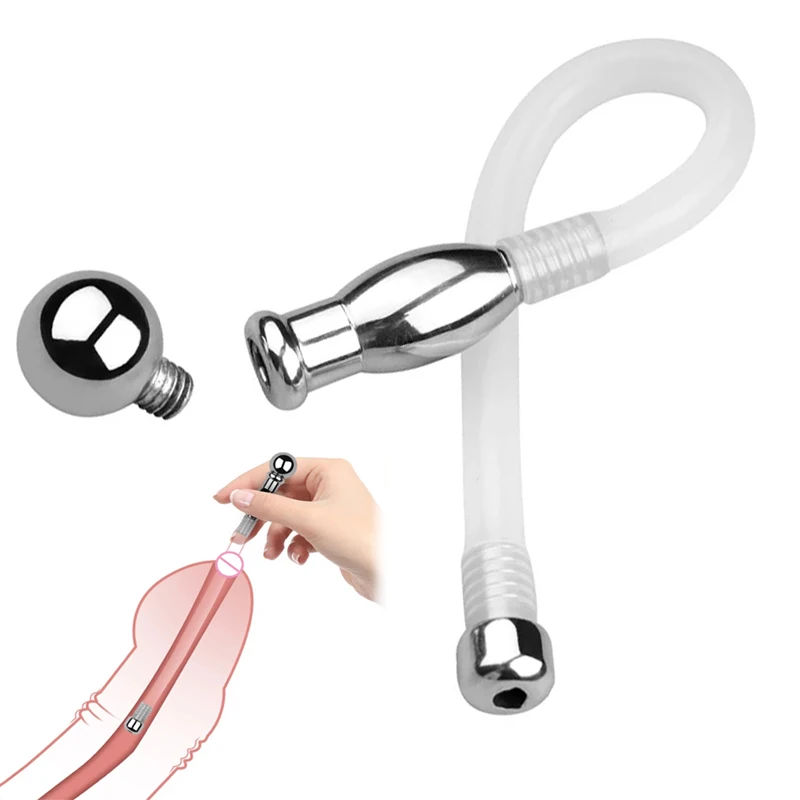 

Detachable Two-use Male Chastity Device Urinary Catheter, Hold Back Urine and Micturate, Urethra Sounds, Penis Stimulate Dilator