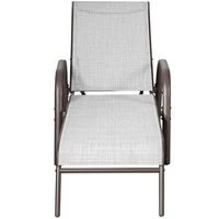 Set of 2 Patio Lounge Chairs Sling Chaise Lounges Recliner Adjustable Back HW66028WH