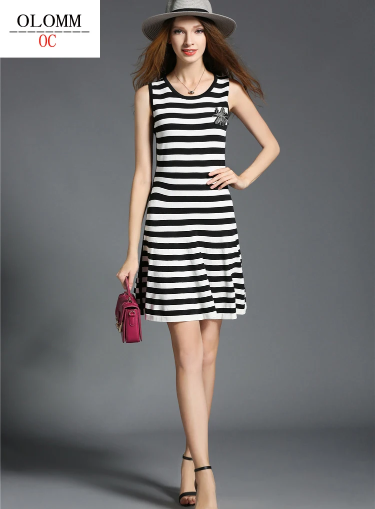 Летняя одежда OLOMM женское платье простая полосатая трикотажная женская короткая