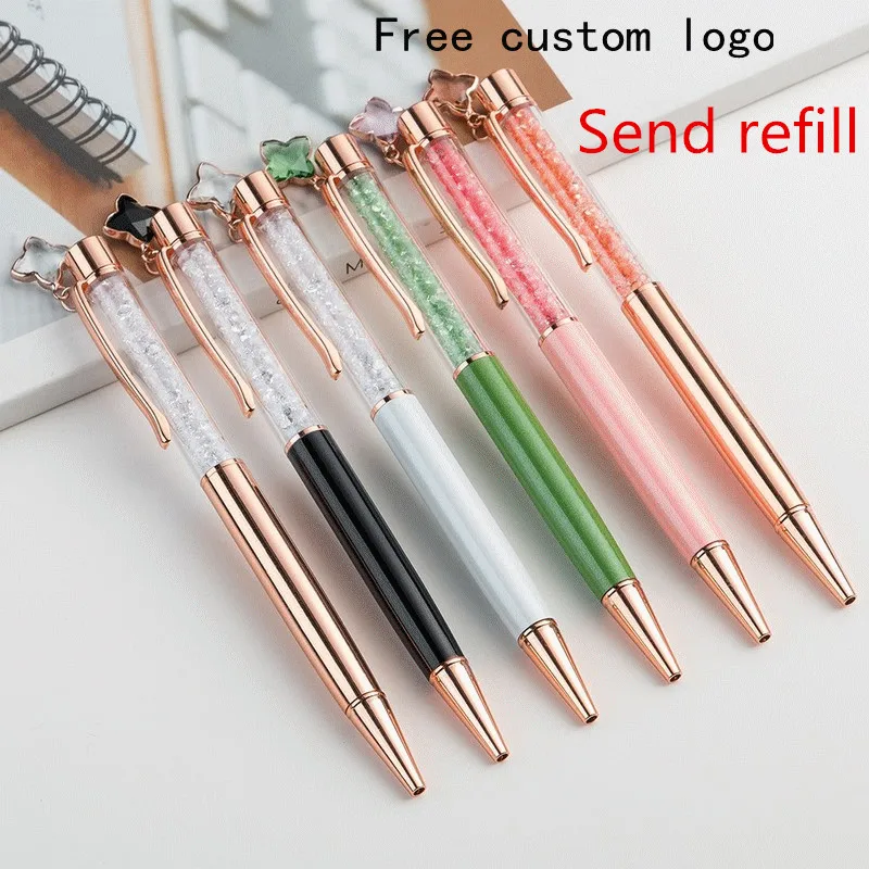 

Crystal Bead Pen Hanging Clover Metal Pen Creative Crystal Advertising Gift Pen Laser Custom LOGO Name