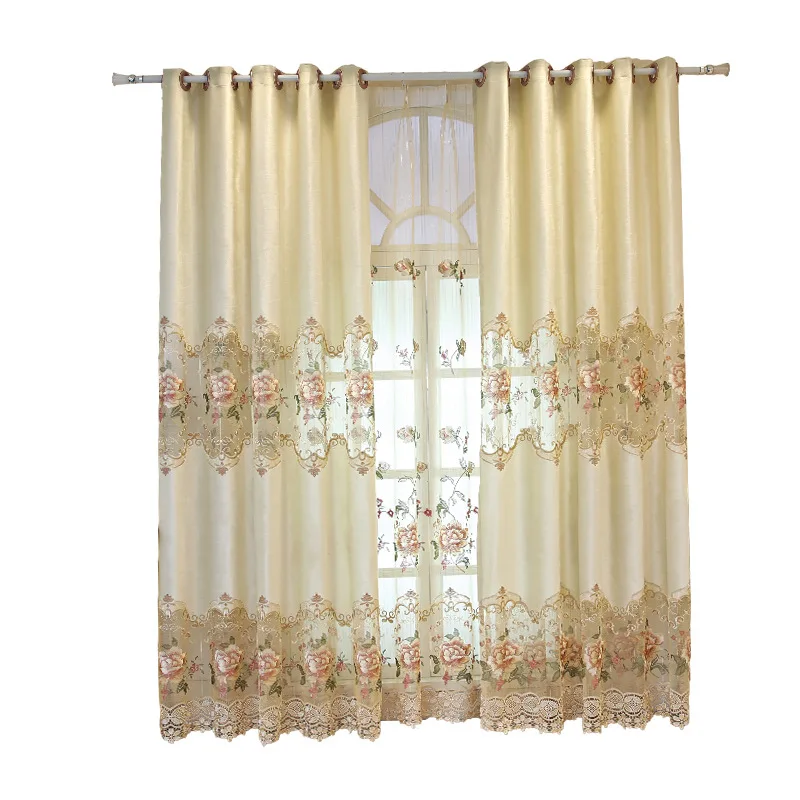 

Custom Light Luxury Stitching CurtainsSimple Modern Embroidery European Style Curtains for Living Room Bedroom Curtains Valance