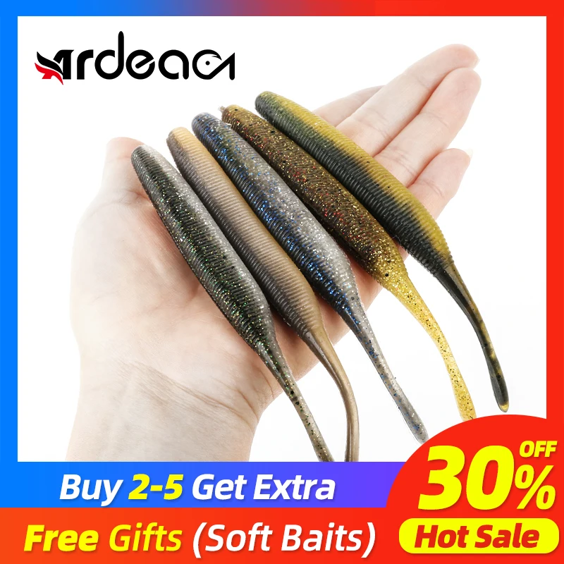 

Мягкие приманки Ardea, черви, приманки для рыбной ловли, 152/127 мм, двухцветная силиконовая приманка, хвост, Воблер для джиггинга онь, рыболовная ...