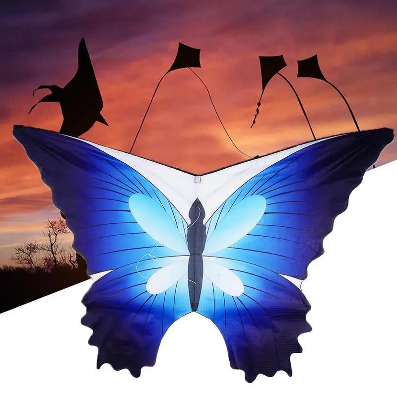 Butterfly Kite with 30m Line Blue Outdoor Toy Game Parent-child | Kites & Accessories