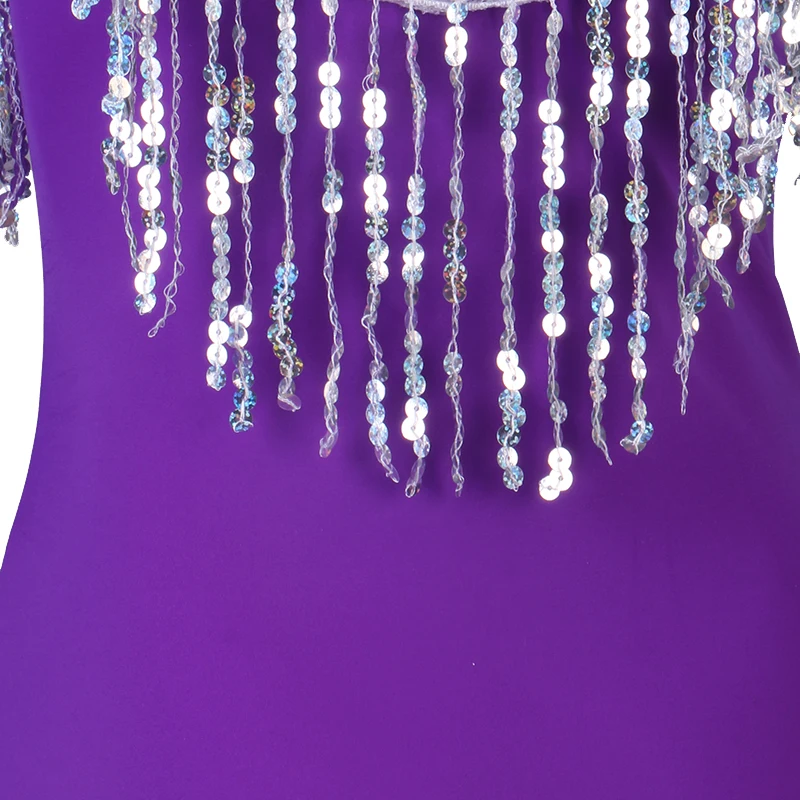 

Sexy Latin Dance Dress Women Sequins Backless Tassel Cha Cha Salsa Samba Performance Outfit Ballroom Rumba Practice Wear YB1253