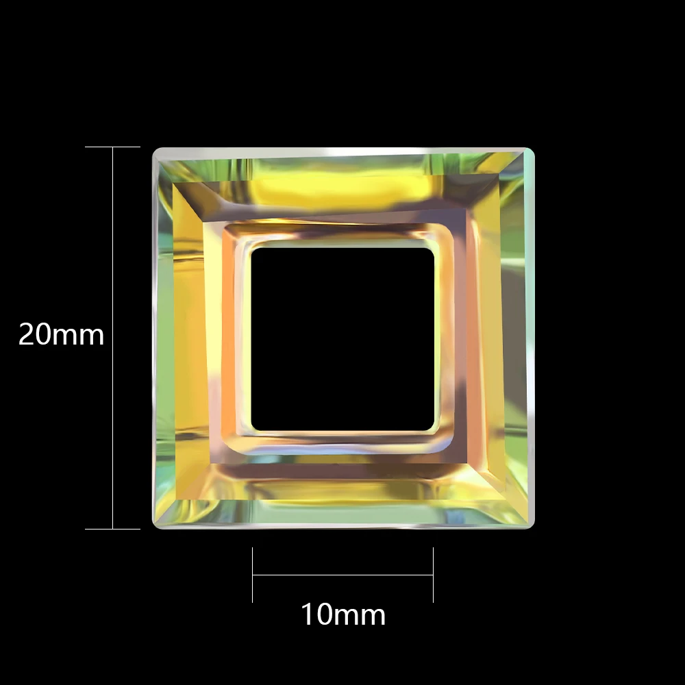Блестящие квадратные стеклянные бусины AB с большим отверстием из австрийского