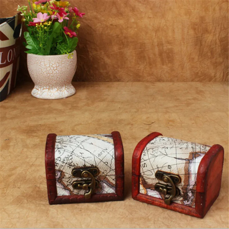 Стильная винтажная деревянная коробка с металлическим замком для хранения