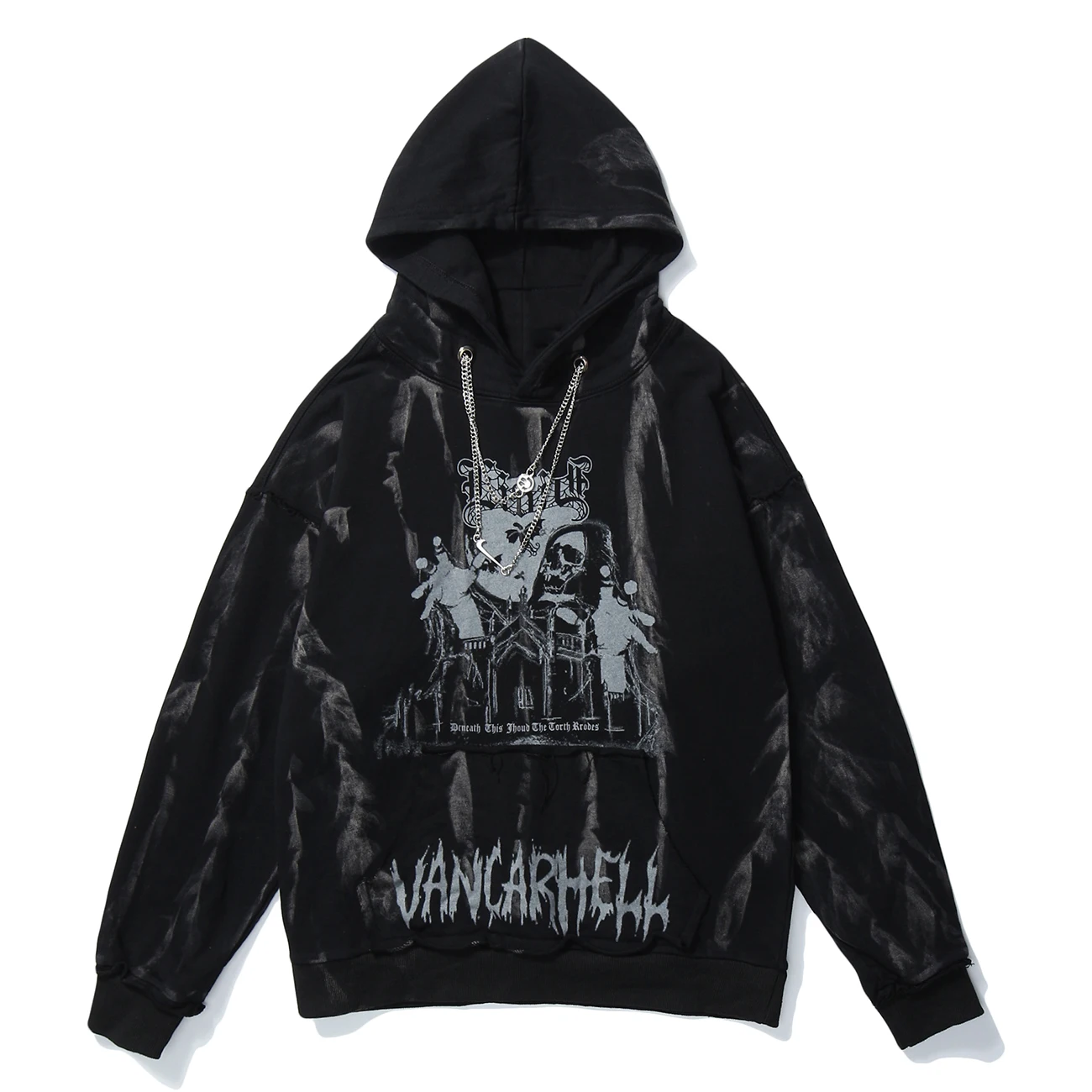 LACIBLE темная цепь тай дай &quotскелетная&quot с принтом в стиле Харадзюку Толстовка Для