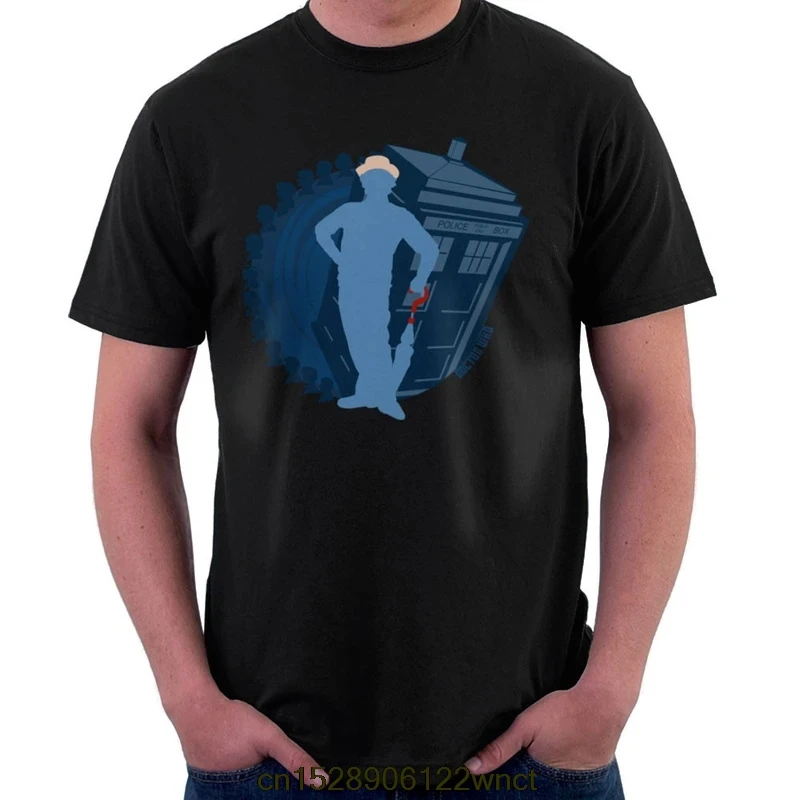 

2020 New Printed Funny 7th Doctor Who Silhouette Sylvester McCoy Tardis Men's T-Shirt camiseta masculina women's tshirt