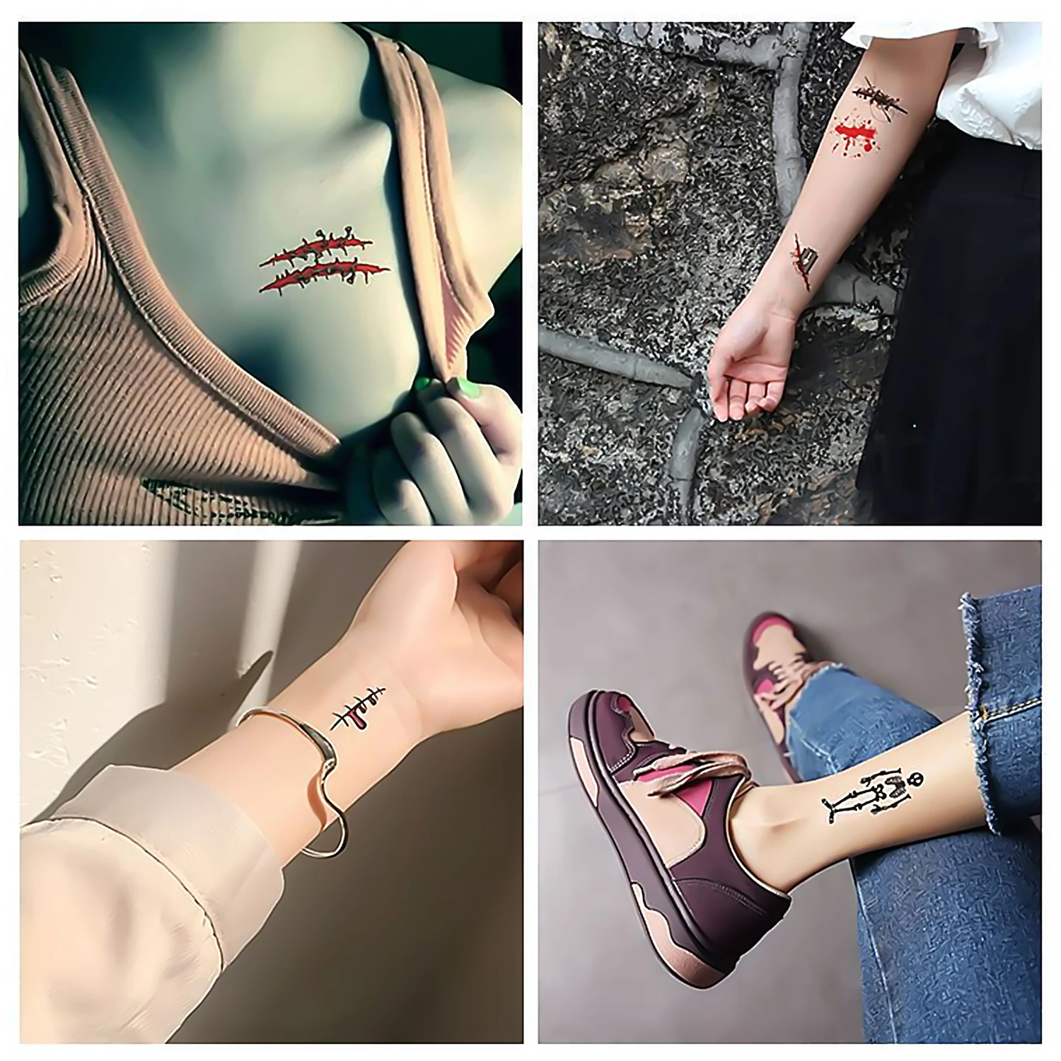 4 листа водостойкие временные тату наклейки|Трафареты для татуировок| |