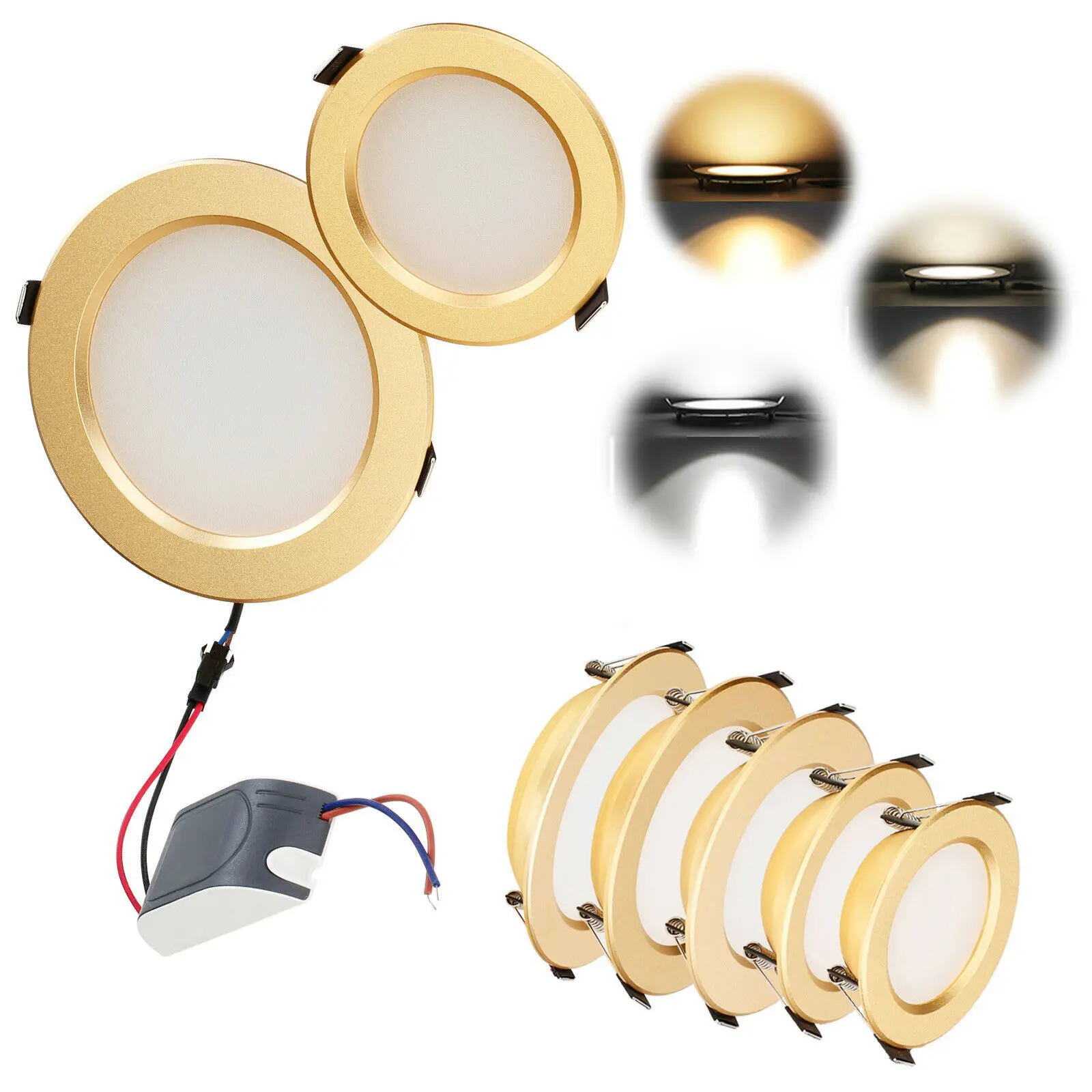 

6PCS 9/12W Recessed Down Light Round Led Panel Light AC85-265V With Driver Spotlight Indoor Office White Lighting