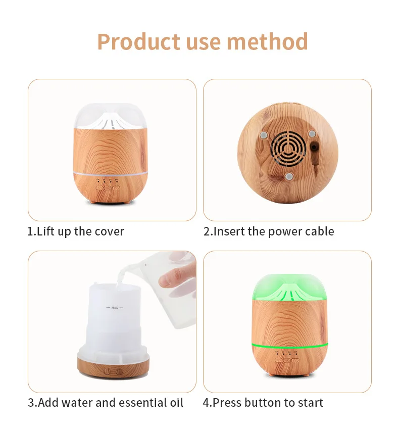 Air Wood Grain Humidifier Essential Aroma Oil Diffuser Ultrasonic Humidifier USB Home Mini Mist Maker 7 Colors LED Light enlarge