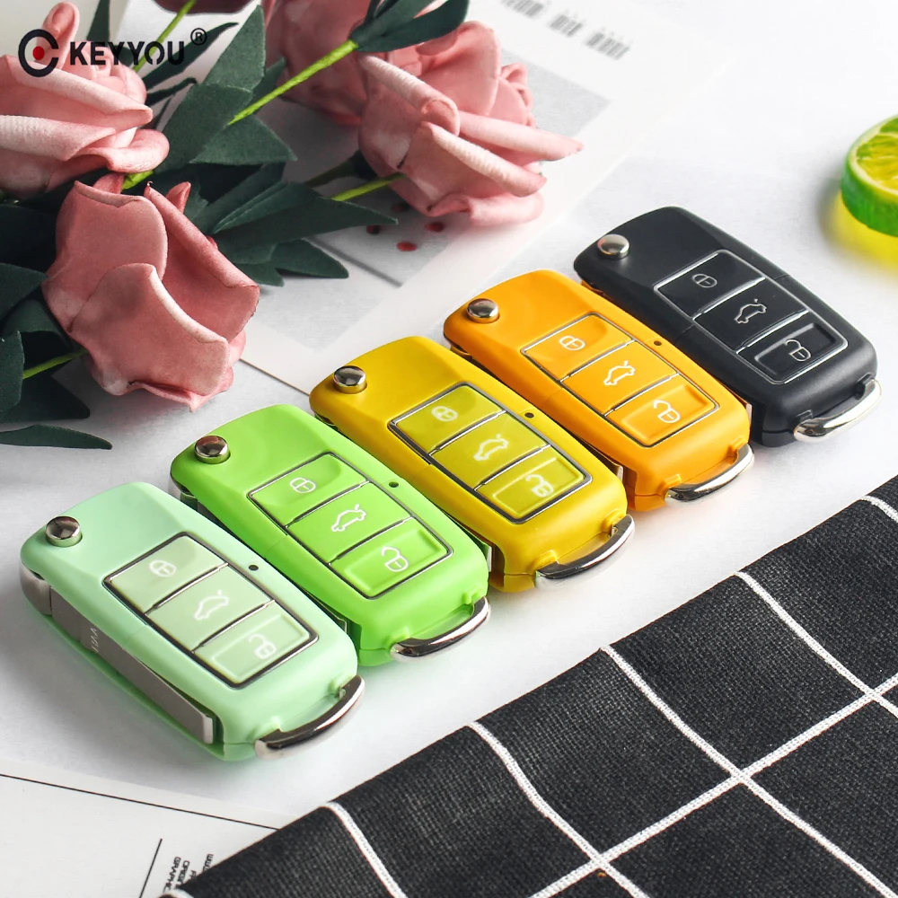 Чехол для автомобильного ключа KEYYOU Volkswagen Vw Skoda Jetta Golf Passat Beetle Polo Bora 3 кнопки Сменный