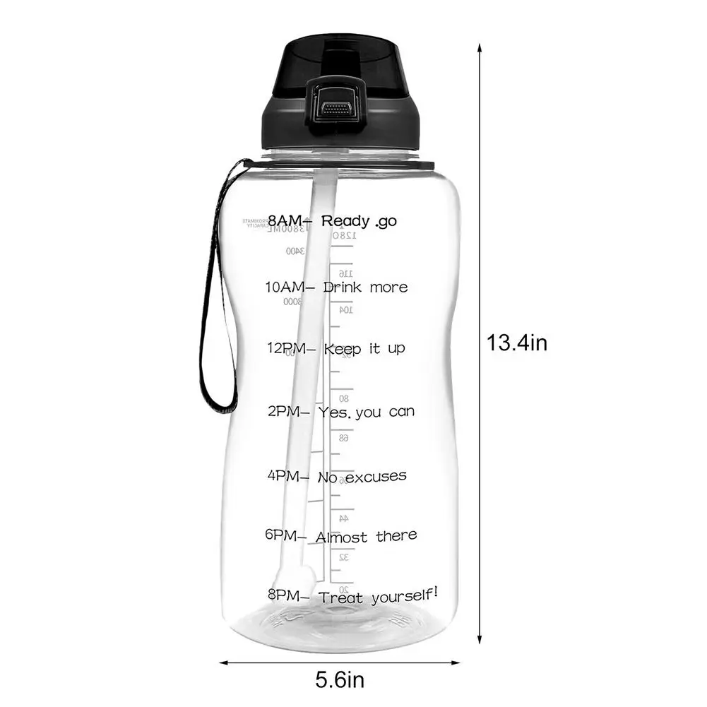

Tritan Gallon Water Bottle With Bounce Cover Time Scale Reminder Frosted Leakproof Cup For Outdoor Sports Fitness