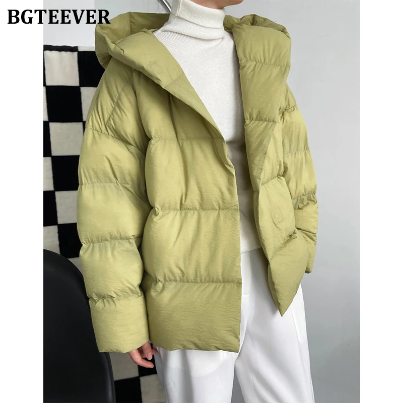 

Женский легкий пуховик с капюшоном BGTEEVER, теплая куртка на белом утином пуху, верхняя одежда большого размера, 2021