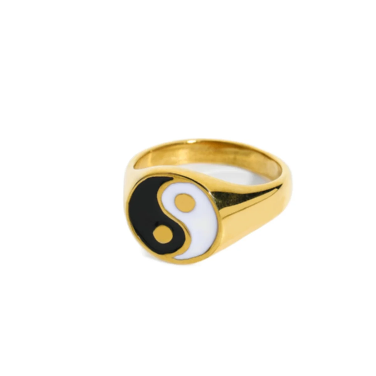 

INS Hot Taiji Bagua Yin Yang ring Waterproof and colorfast Jewelry 18K Gold Plated Stainless Steel Chunky Finger Ring