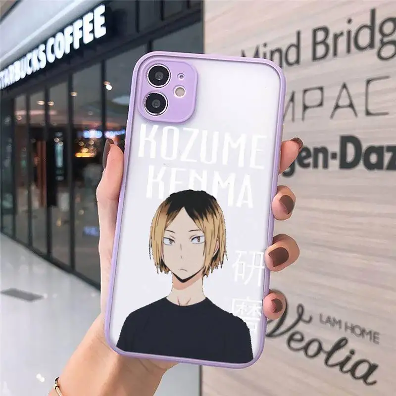 

Haikyuu Poster volleyball Japan anime Phone Case For iPhone 12 11 Mini Pro XR XS Max 7 8 Plus X Matte transparent Purple Cover