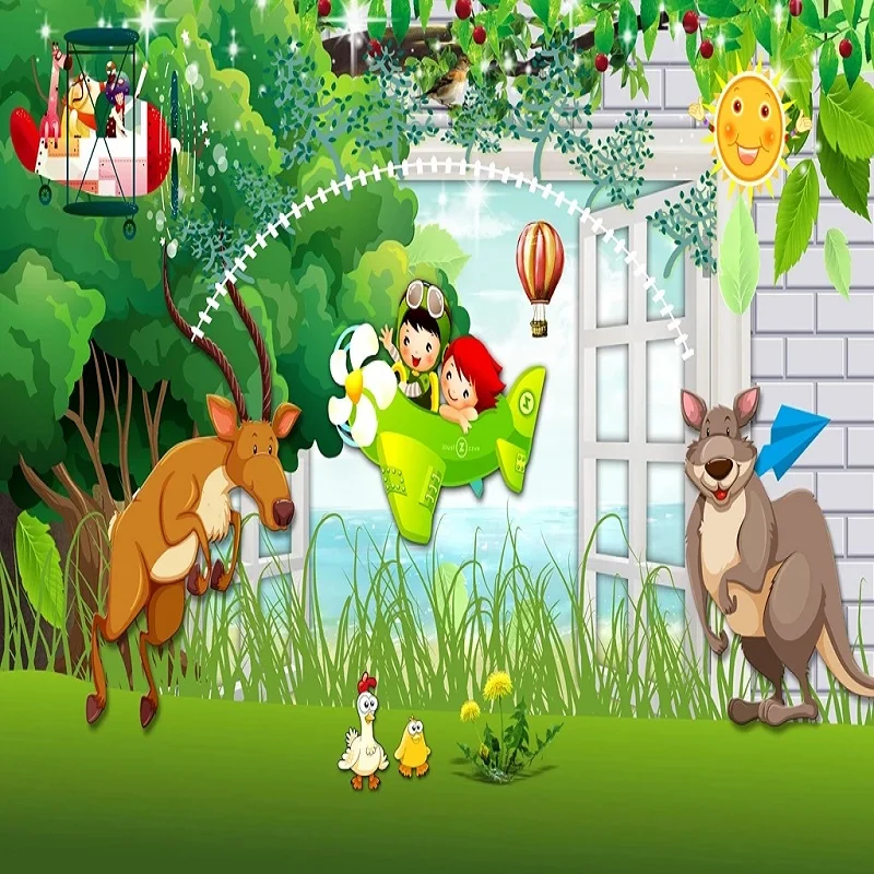 Большие настенные 3D обои на заказ сказочный мир мультфильм поддельные окна