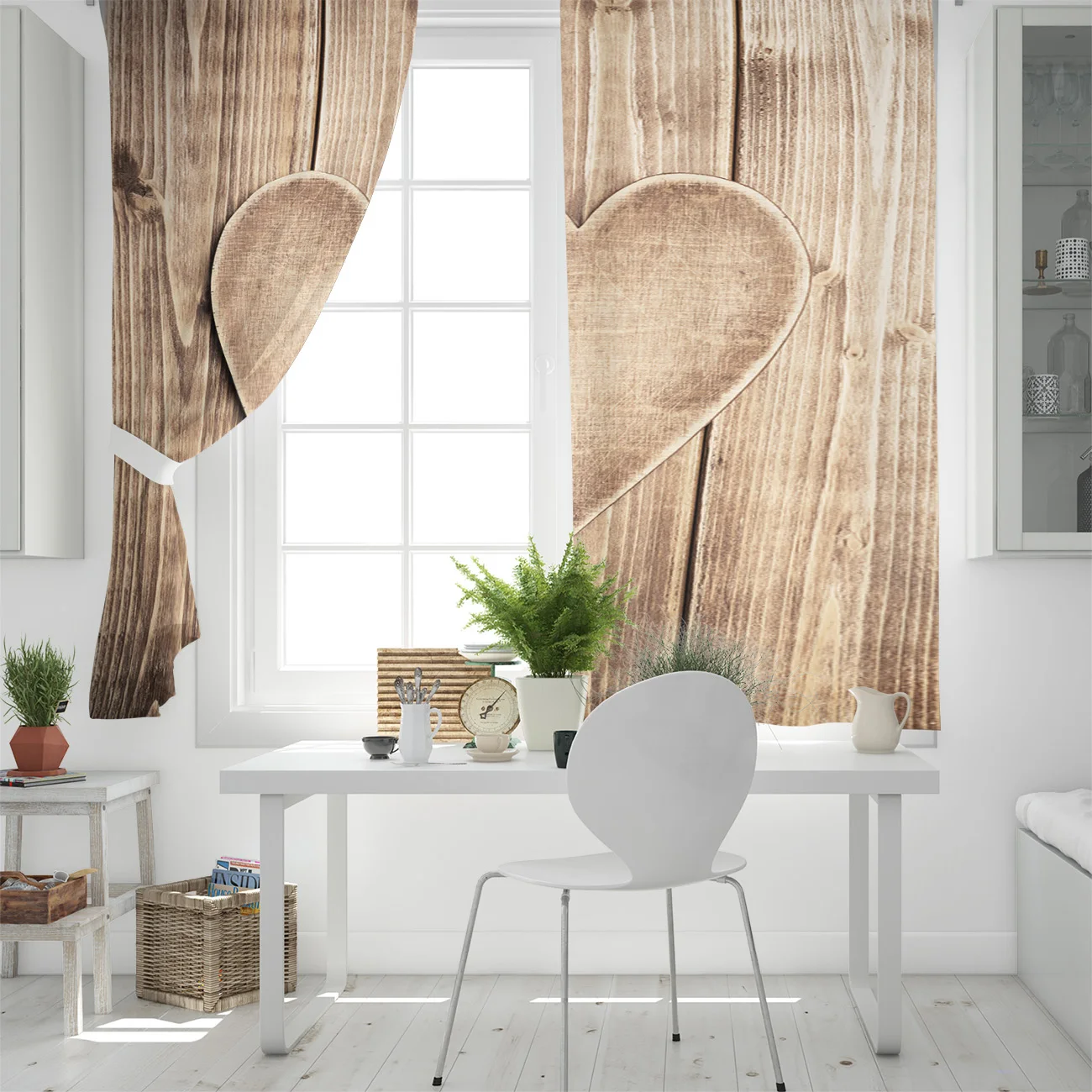 Старинная деревянная доска в форме сердца текстурные оконные шторы занавески