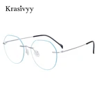 Оправа для очков Krasivyy без оправы для женщин и мужчин, оптические очки для близорукости, новинка 2022, винтажные круглые очки из чистого титана по рецепту