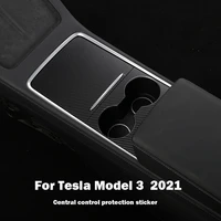 tefun car center control panel protective patch for tesla model 3 2021 model y carbon fibre car sticker interior accessories