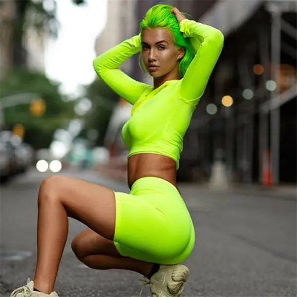 Женский комплект для йоги укороченный топ с длинным рукавом футболка