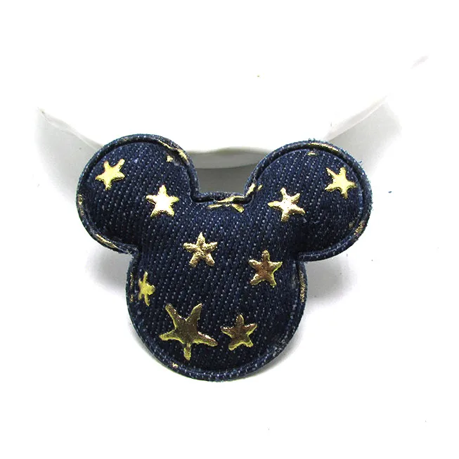 Mickey-navy blue 12 шт. блестящая джинсовая Звезда Сердце в форме Микки палочка мягкие аппликации для детский зажим для волос шляпа Декор Орнамент и аксессуары для одежды - Цвет: Mickey-navy blue