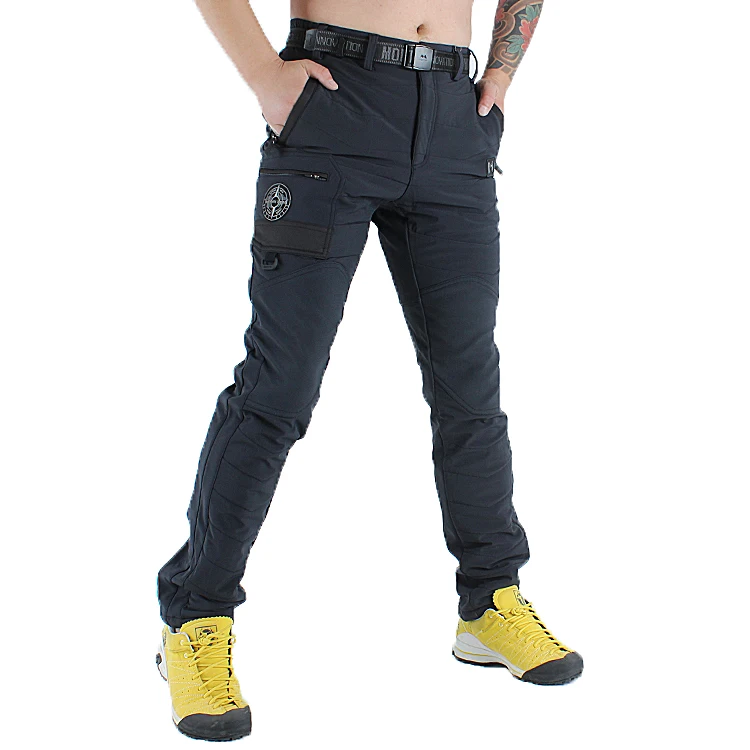 

Men winter soft shell fleece slim hiking pants men`s outdoor Trekking cycling windproof waterproof Elastic Pants mens trousers