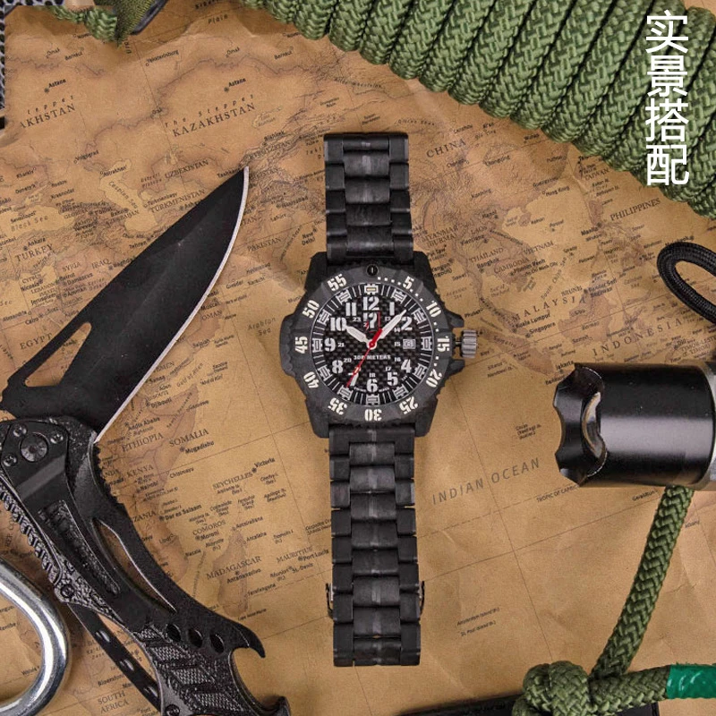 Plastic Fiber Watch Band For Luminox Watch Strap 3050 3051 3080 3150 8800 23MM Watchband Black Double Safety Buckle