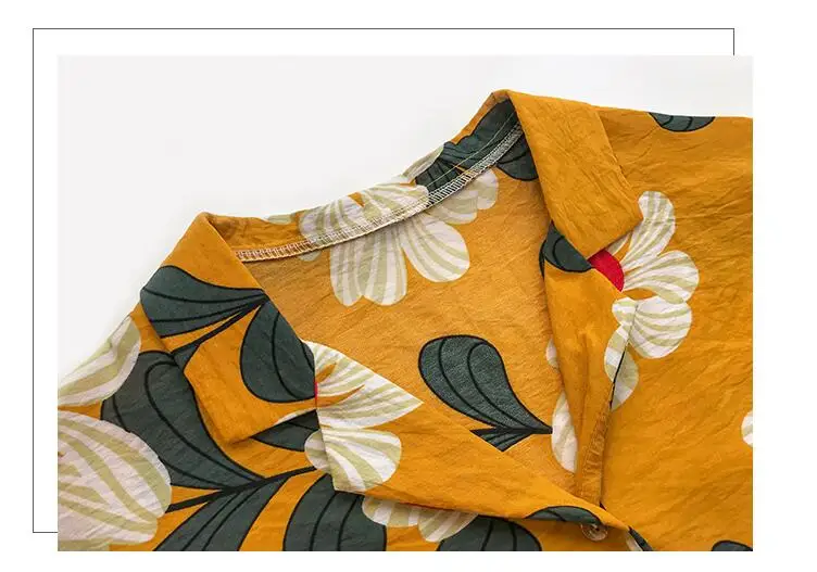 

Summer Women Shirts Harajuku Streetwear Loose Tops Flower Print Vintage Shirt New Chiffon Shirt Three-Quarter Sleeve Blusa Mujer