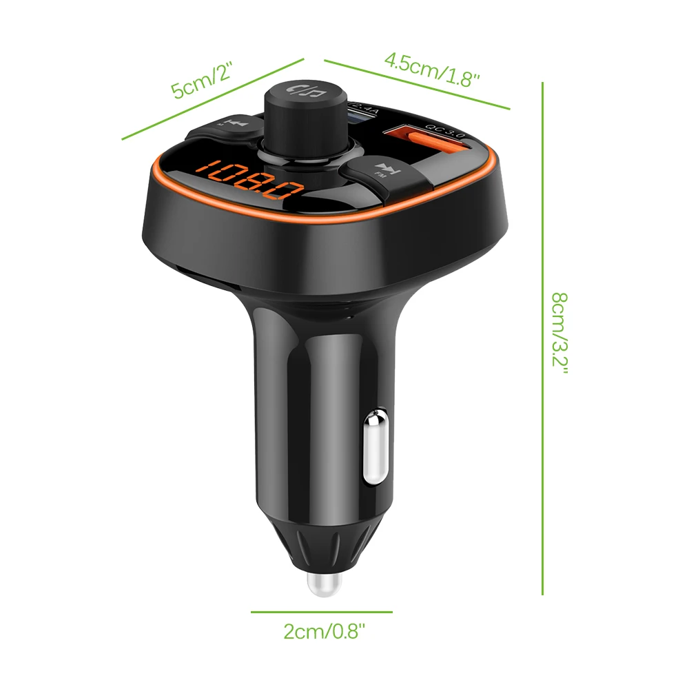 Onever fm-передатчик, беспроводной Bluetooth 5,0, гарнитура, Автомобильный mp3 плеер, Bluetooth, комплект, FM модулятор, двойное USB зарядное устройство, RGB светильник, безопасный