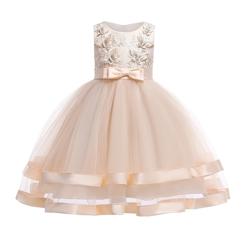 Exclusive Designed for Children's Dress Bow Flower Girl Dresses Shrimp Pink Kids Girls 3-8Y Christmas Present | Детская одежда и