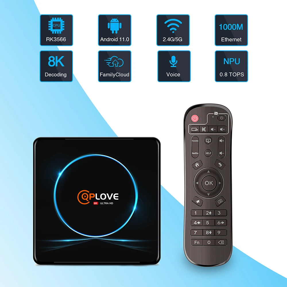 Приставка для Smart Tv 8K RK3566 4 ГБ 8 Ram 32 ГБ/64 Гб/128 Rom Rockchip на базе Android 11 2 4G 5G Wi-Fi BT 0 USB3.0 1000 м