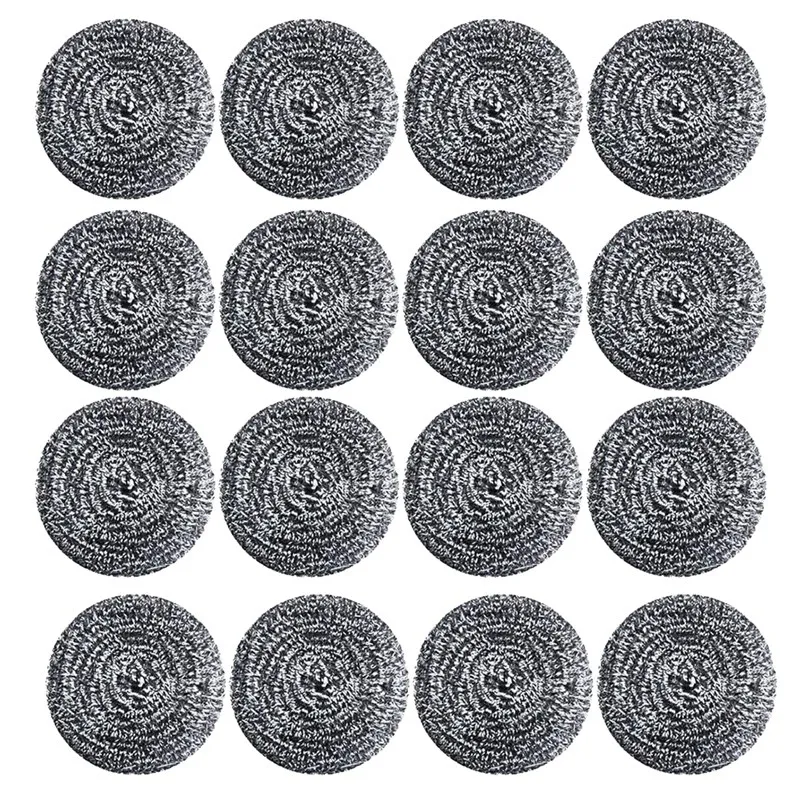 

16 PCS Stainless Steel Sponges Scrubbers, Utensil Scrubber Scouring Pads Ball For Removing Rust Dirty Cookware Cleaner CNIM Hot