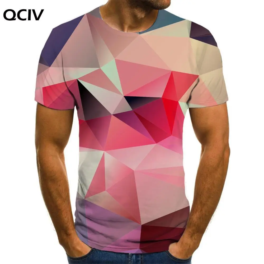 

QCIV Geometry T-shirt Men Colorful T-shirts 3d Graphics Funny T shirts Creativity Tshirts Casual Short Sleeve Punk Rock Fashion