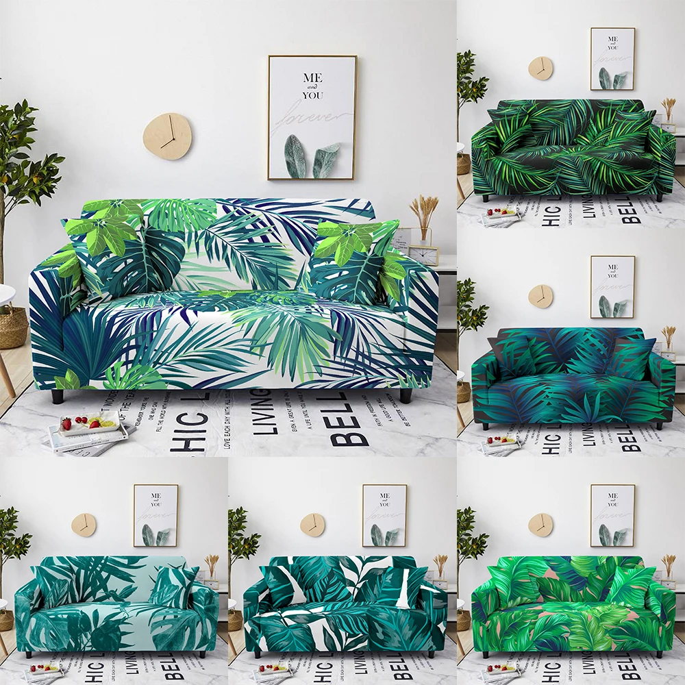 

Чехол для дивана с тропическими листьями, эластичное покрытие L-образной формы для гостиной, эластичное покрытие для дивана, защитное покры...