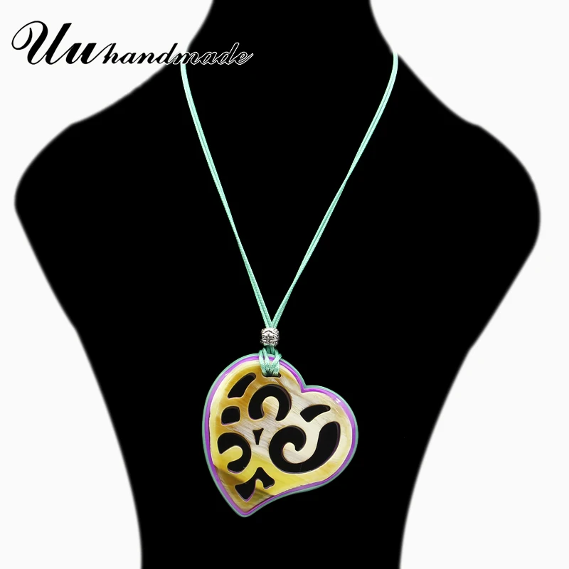Готическое акриловое сердце кожаная цепочка ожерелье кулон богемные колье