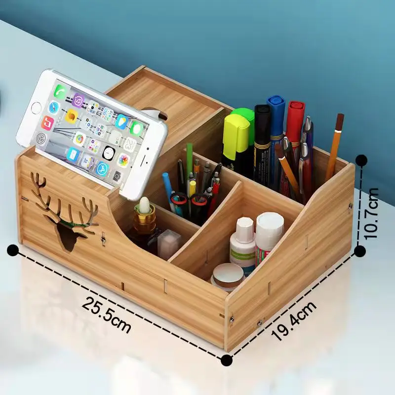 multifunctional phone holder with creative lovely wooden storage box for living room restaurant study room free global shipping