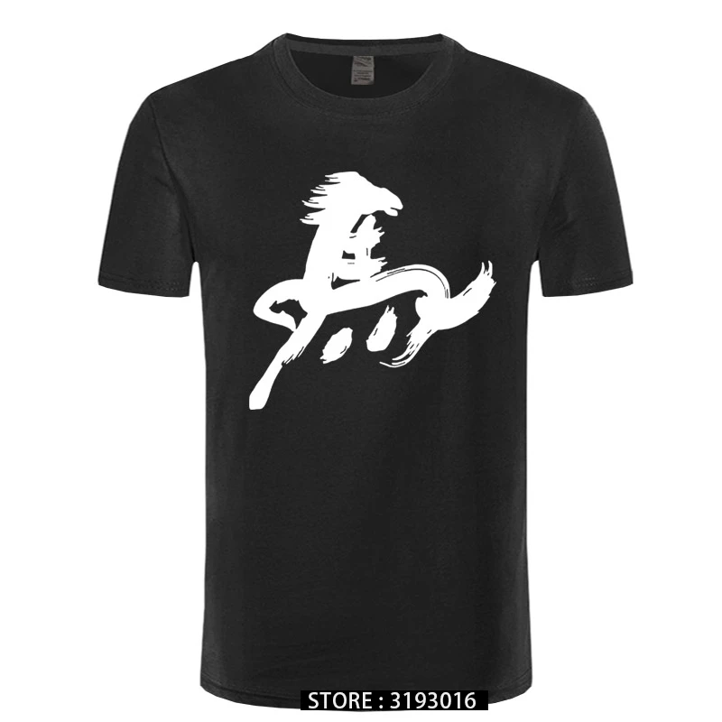 

New Chinese Calligraphy "horse" Word Printing T-shirt Men's Tshirt Street Hip Hop Tops Casual Short Sleeve T-Shirt for Men