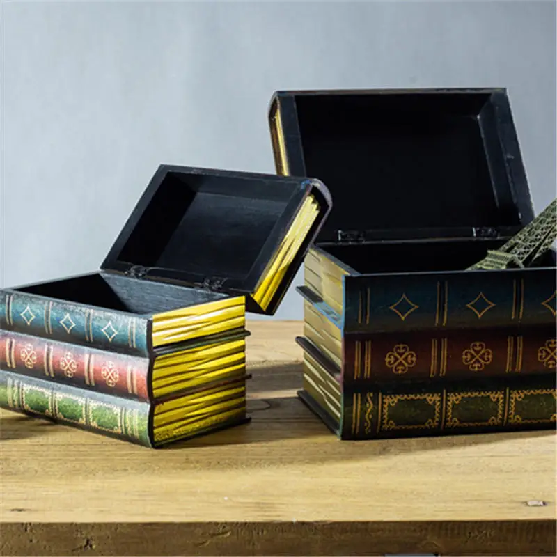 Европейский стиль деревянный ювелирный ящик имитация формы книги Кабинет