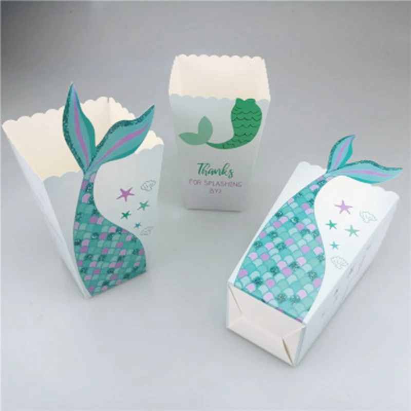 12 шт./компл. креативный поднос для еды русалка коробка попкорна экологически