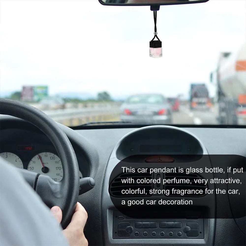 

6PCS Car Hanging Perfume Bottle Wooden Lid Diffuser Vehicle Decoration Accessory