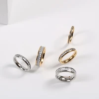 pvd gold finish zirconia paved ring for women stainless steel rings drop shipping