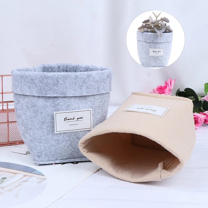 

Felt Flower Pots Mini Succulents Planter Pot Letters Print Reuseable Multifunction Storage Bag Home Desktop Flowerpot