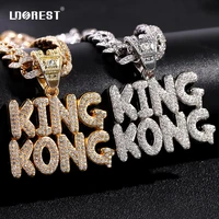 hiphop iced out king kong letter pendant necklace women men miami cuban link chain necklaces male fashion rock statement jewelry