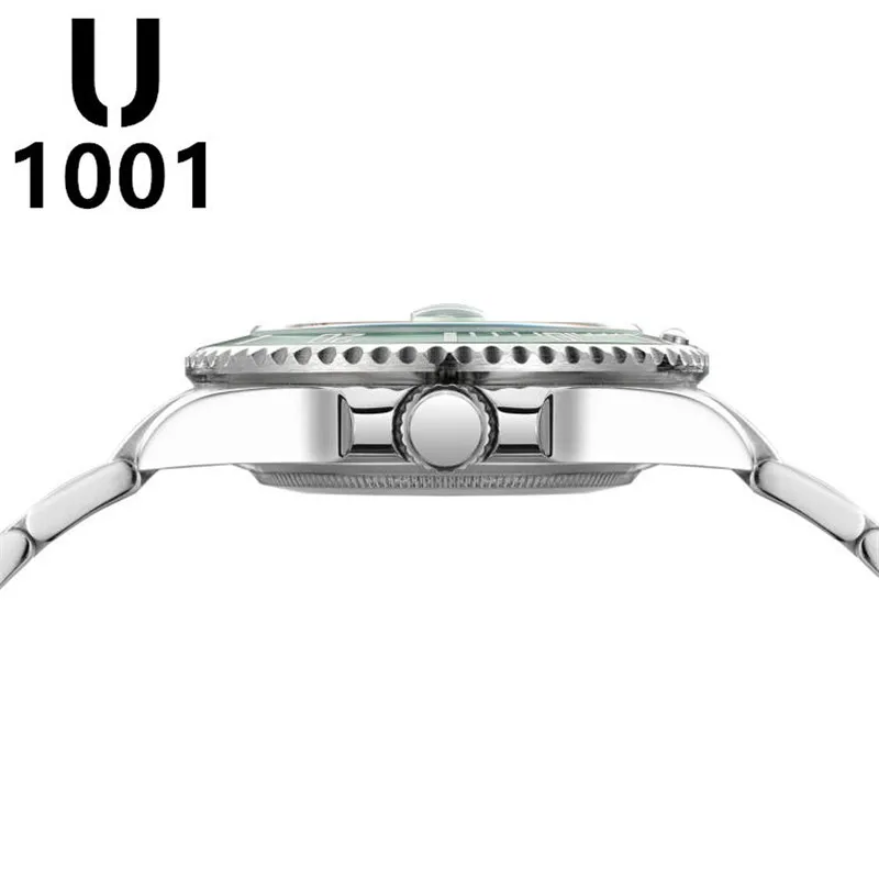 U 1001 брендовые Роскошные мужские часы с синим циферблатом автоматические из