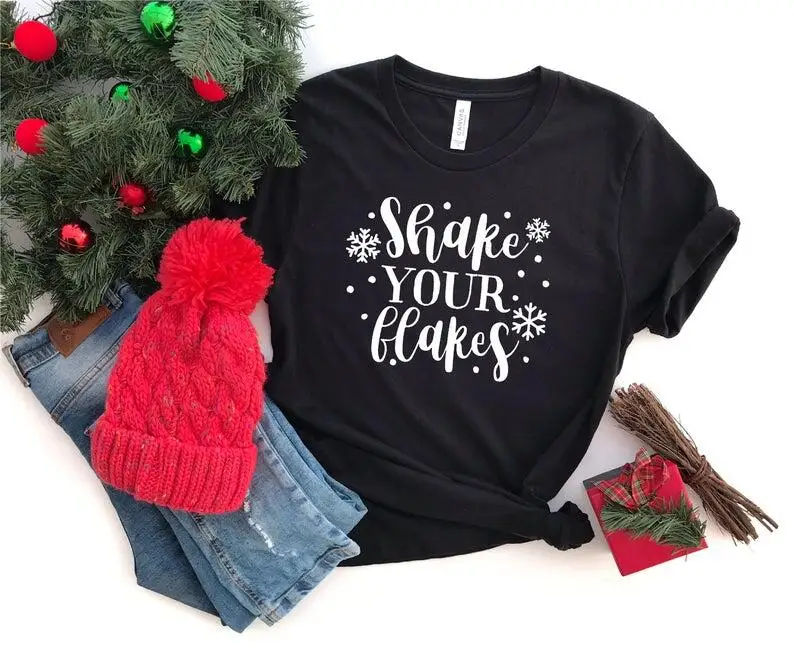 

Shake Your Flakes Graphic Funny Casual Women T-shirt 100% Cotton O Neck Fashion Streetwear Unisex Shirt Short Sleeve Top Tees